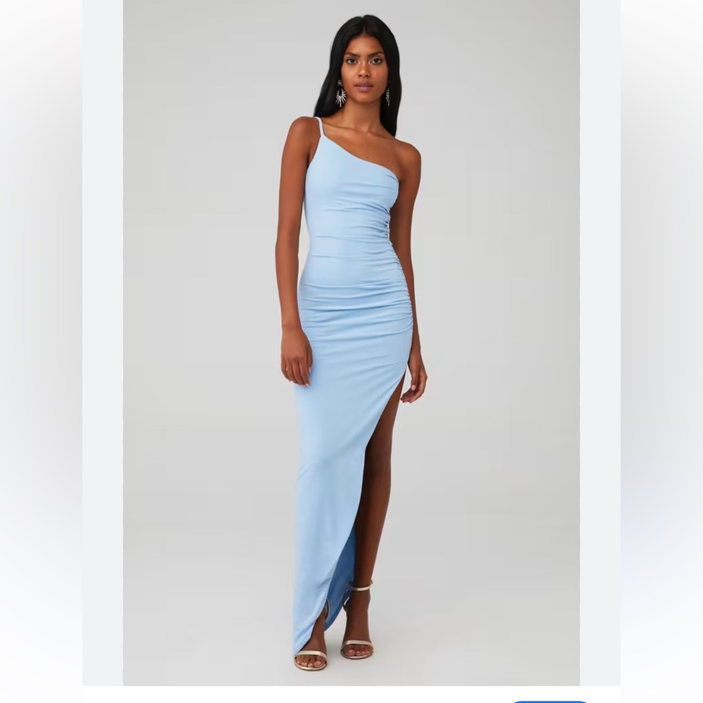 $270 Revolve Nookie Aria One Shoulder  Gown Dress Blue Size Small